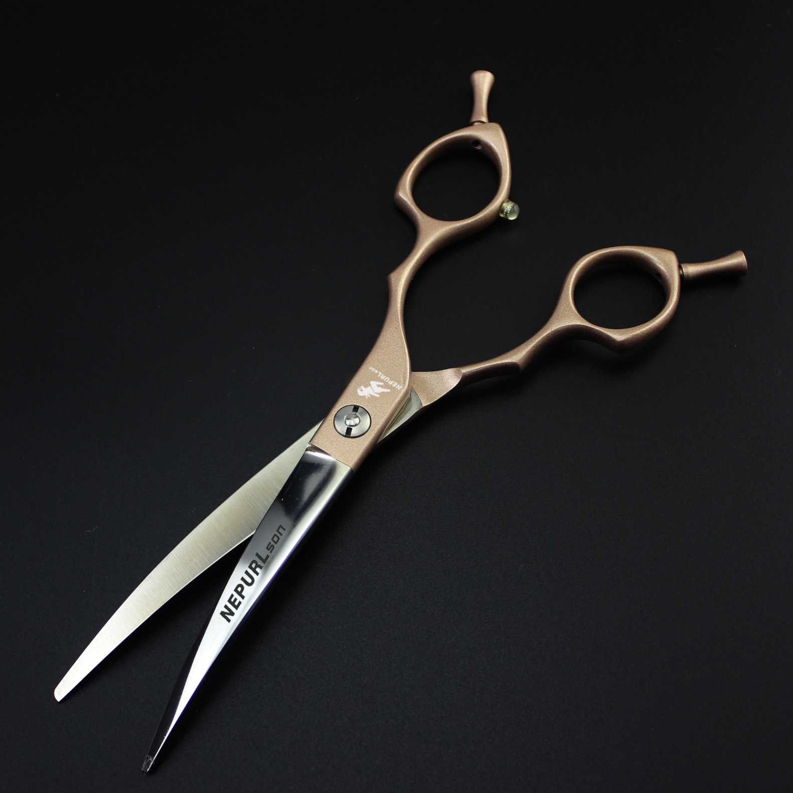 6.5 inch CG 01champagne gold paint Shaped Scissors Pet Grooming dense teeth scissors set