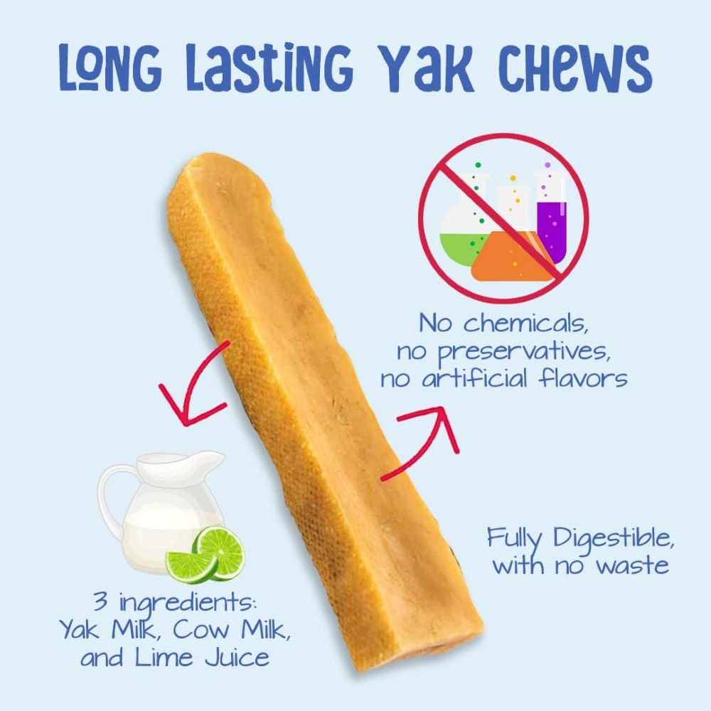 Premium Quality Yeti Natural Yak Cheese Dog Chew Long-Lasting Delicious Aggressive Chewers 2.5 oz 1 Piece 40 per Case Treats