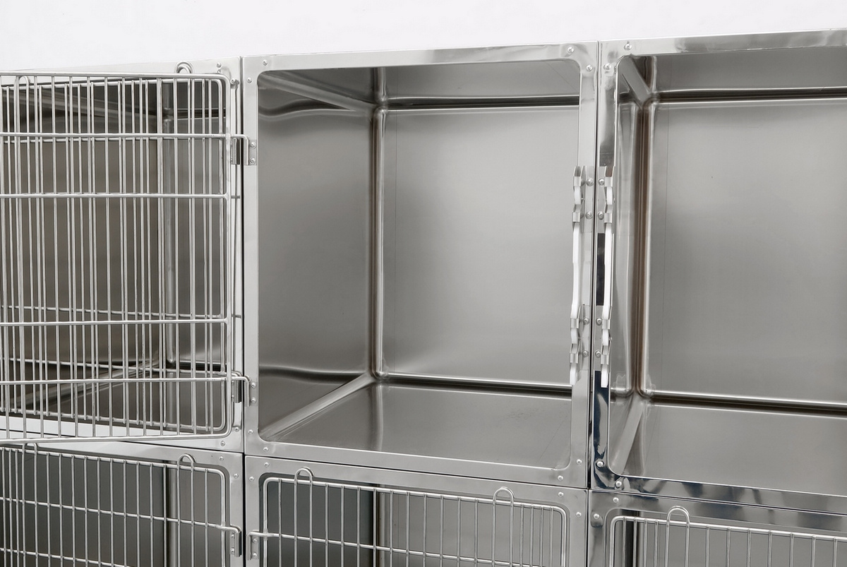 4 door stainless steel Full-rounded corner cage for animal clinic or hospital dog and pet boarding