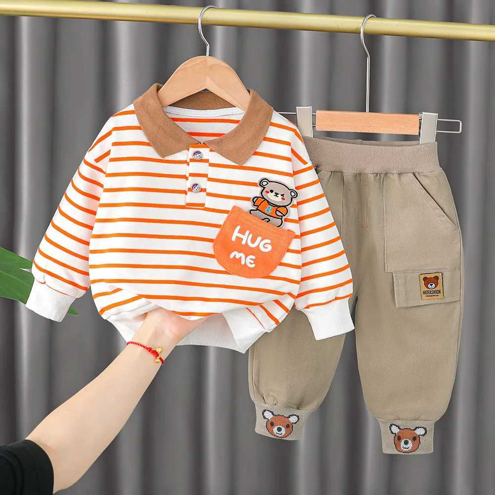 Clothing Sets Toddler Tracksuit Spring Baby Clothing Sets Children Boys Fashion Sport Clothes Kids Cartoon Bear Sweatshirt And Pants 2Pcs Suit H241126