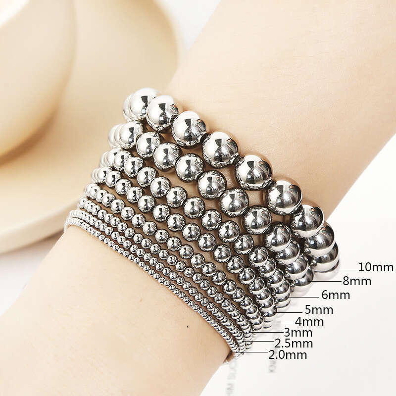 Bracelet simple metal 3mm 4mm 5mm round bead gold retro American elastic bead For Men and Women Designer jewelry Fashion Charm Chain Wedding Gift Part