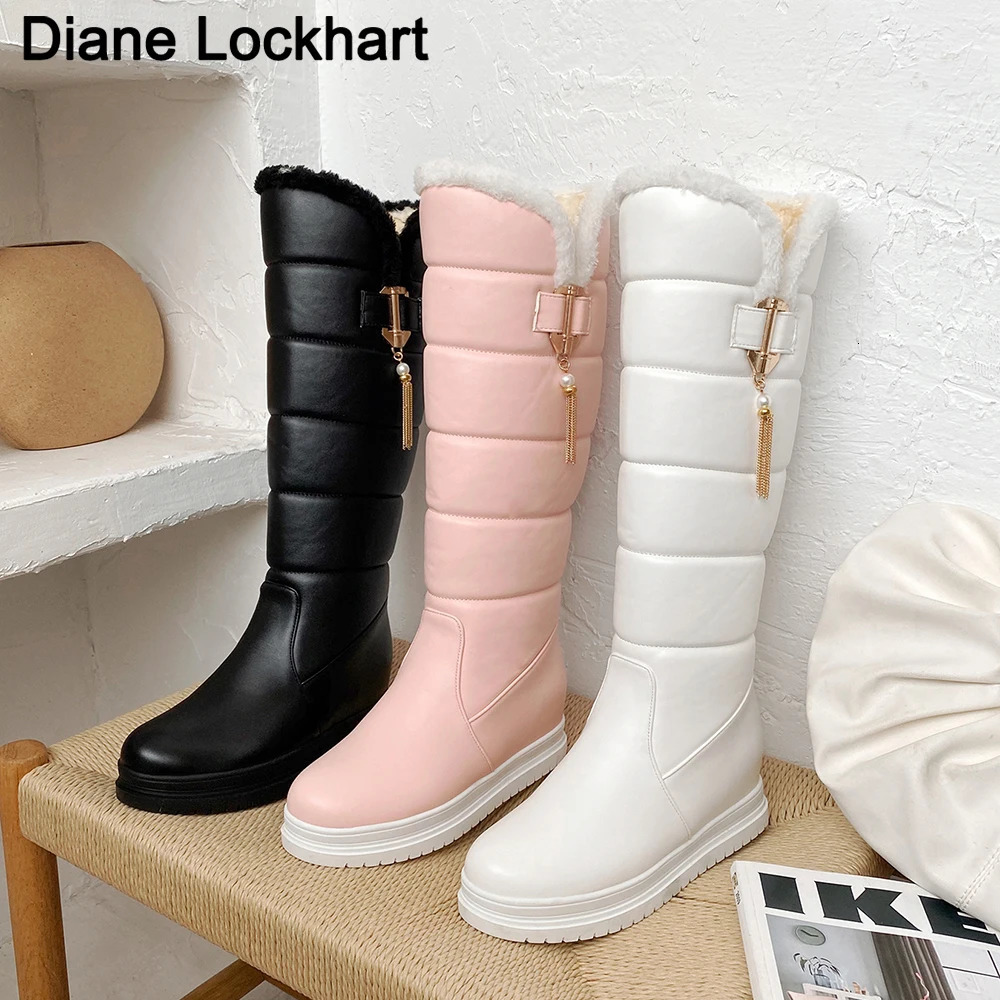 Big Size Winter Warm Plush Knee High Boots Women Comfy Flat Heel Snow Boots Ladies Fashion Thigh High Platform Waterproof Boot 241126