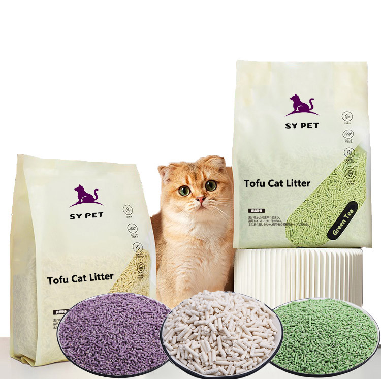 Tofu Cat Litter OEM/ODM Tofu Cat Litter Factory Sale Clumping Clean Kitty Sand Blue Bulk Flushable Green Tea Strip cat litter