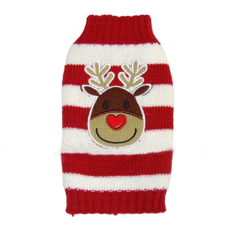 Christmas Dogs Reindeer Small Dog Sweaters Red Buffalo Check with Leash Hole Pet Puppy Sweater Free shipping