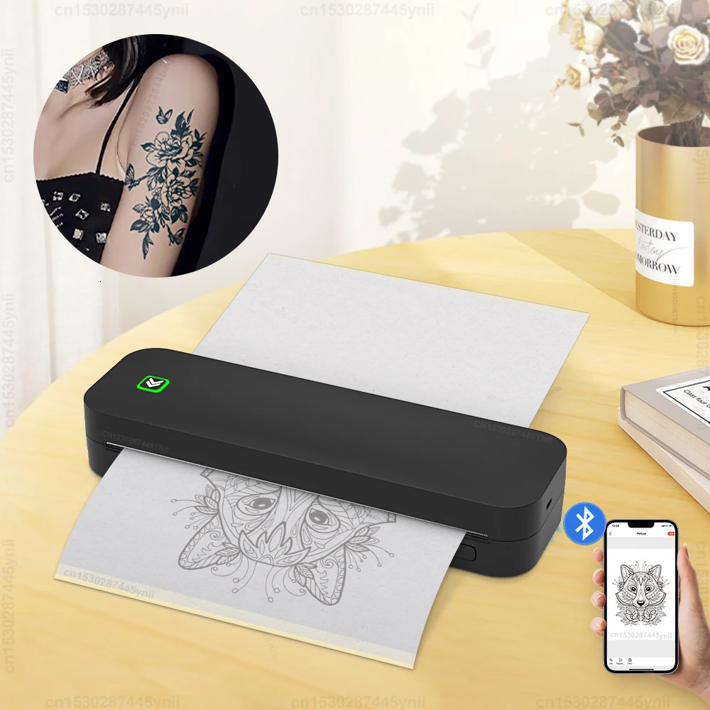 Portable A4 thermal printer with no ink Bluetooth po PDF document printer Memo Note tattoo printer Wireless tattoo template printer 241125