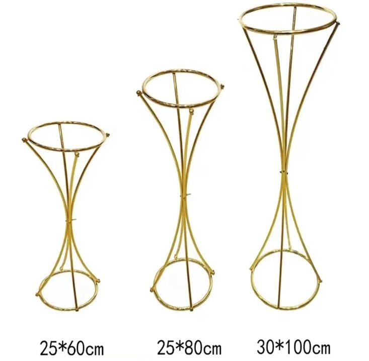 Vases Gold Flower Stand Metal T Road Lead Wedding Centerpiece Flowers Rack For Event Party Decoration