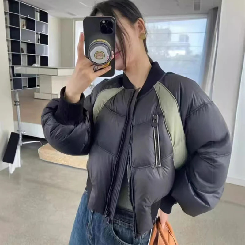 Womens Winter Cropped Puffer Parka Jacket Short Warm Quilted Jacket Long Sleeve Padded Jacket Winter Warm Jacket 241125