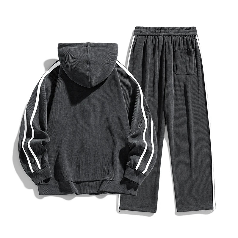 Mens sportswear set zipper wool jacket Plus size 6XL 7XL 8XL Plus size hooded sweatshirt street sportswear mens long sleeved autumn 241126