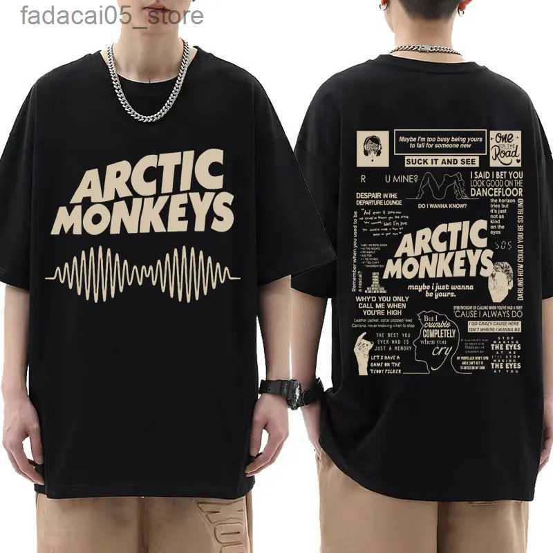 Men's T-Shirts Arctic Monkey Inspired T-shirt - Album List Graffiti Printed Retro Mens Hip Hop Punk Short Sleeve Q240425