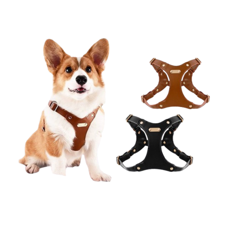 Hot selling pet products comfortable waterproof leather dog harness for outdoors