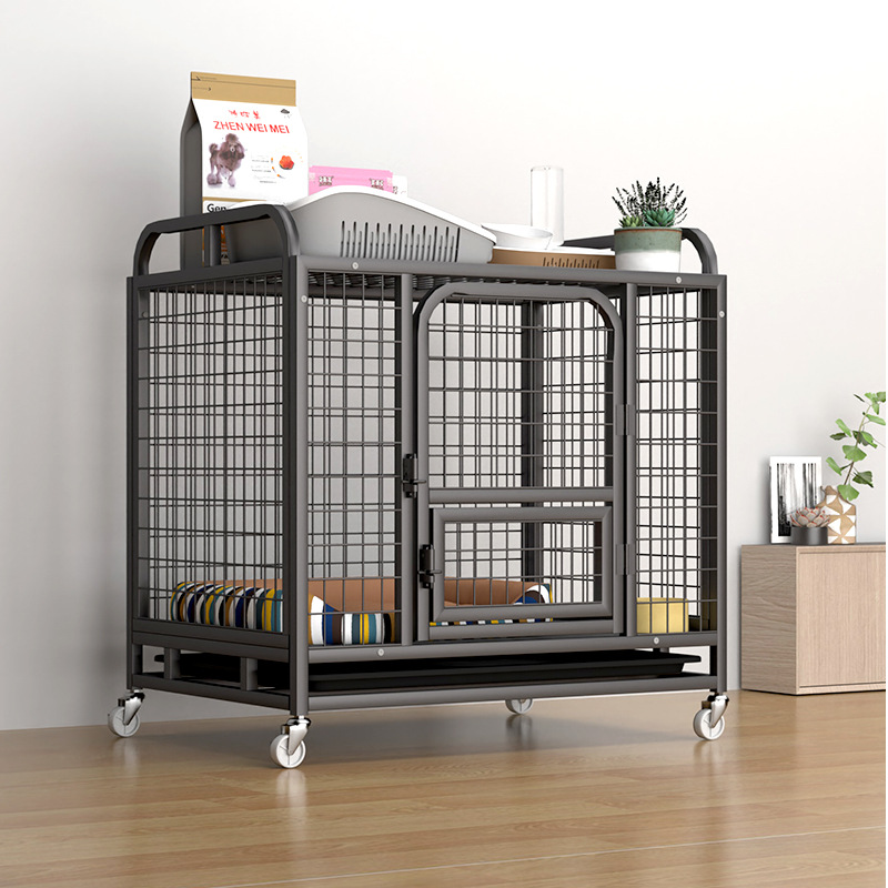Single layer double door collapsible customizable heavy duty transport cage dog for sale cheap dog cage with wheels