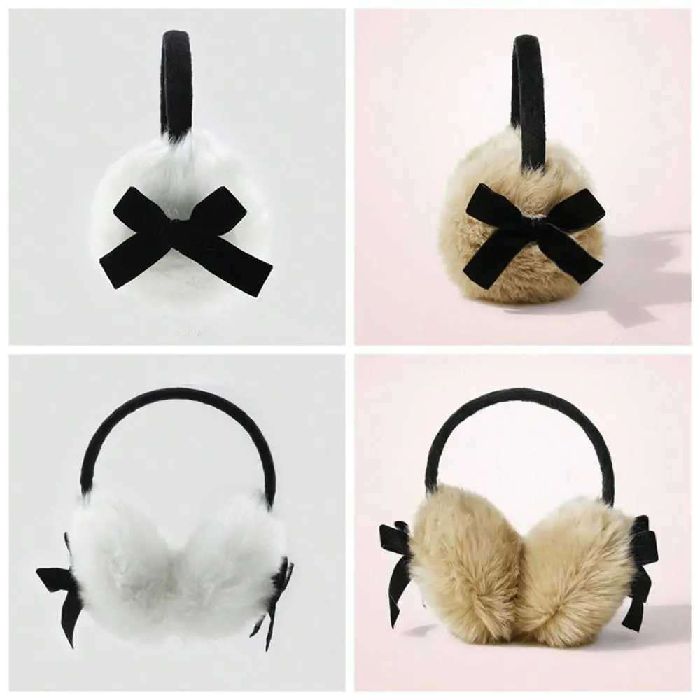 Cute Janese Faux Fur Plush Earmuffs JK Sweet Thicken Y2k Bowknot Earmuffs Windproof Cycling Winter Earfl WomenXJ241126