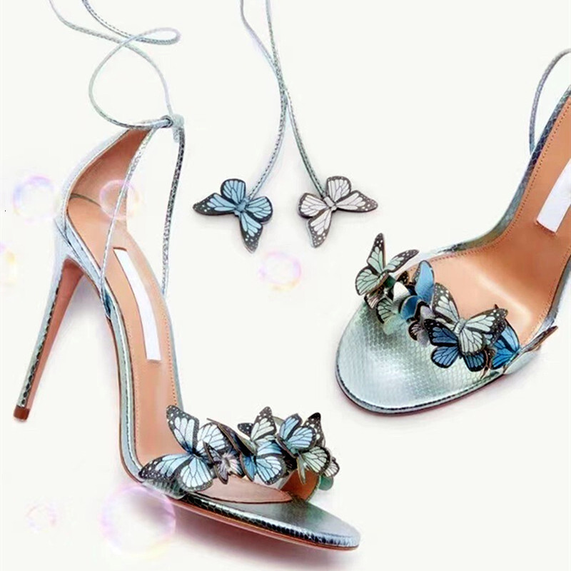 New Design Cross Strap Sandals Summer Fashion Butterfly Open Toe Elegant High Heels Wedding Banquet Shoes For Women