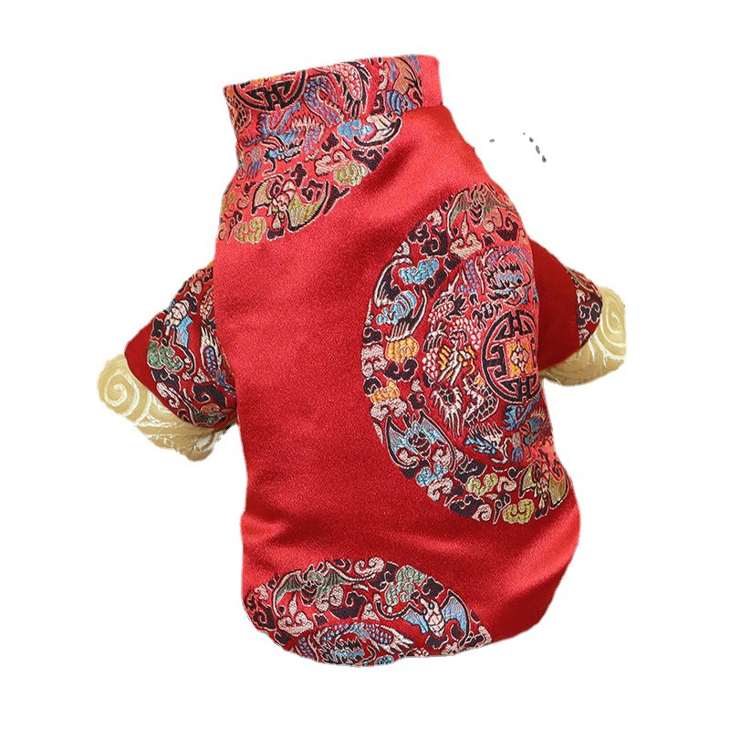 Autumn Winter Thickening Plush Coat traditional Chinese garments for Small Dogs Puppy T-Shirt Fleece Pullover Pet Clothing