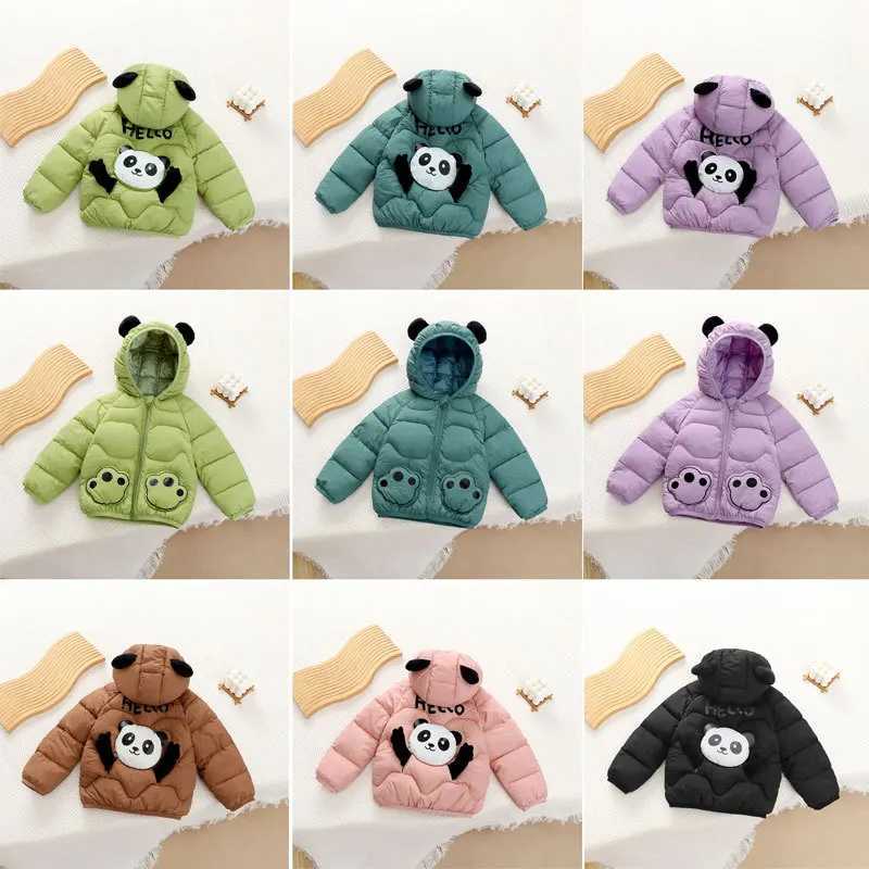 Down Coat Cute panda childrens winter warm coat for boys and girls hooded short down cotton autumn cartoon clothing H2411235JCD