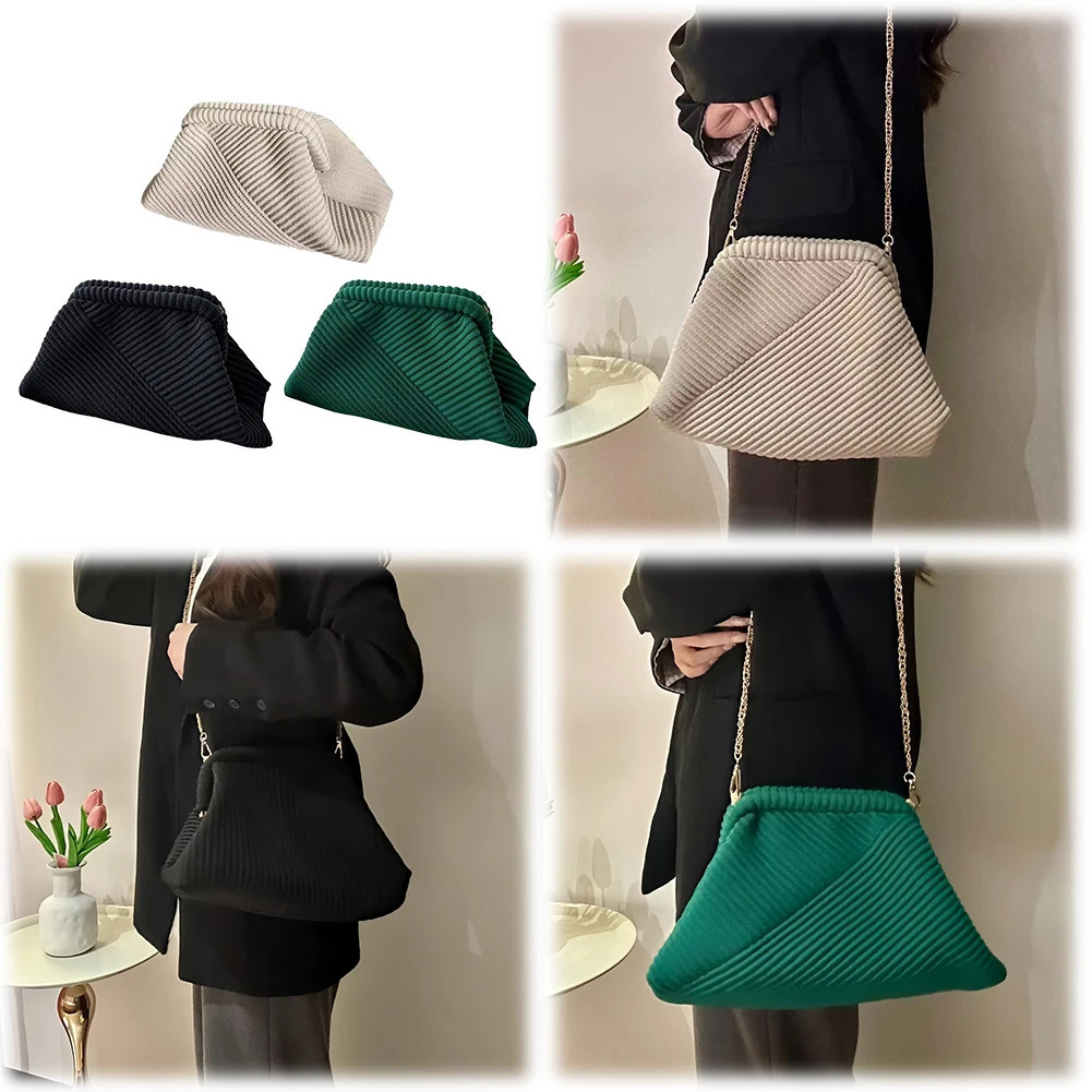 Women Evening Clutch Bag Corduroy Purse Large Capacity Soft Handbag Stylish Crossbody Simple Satchel 241125