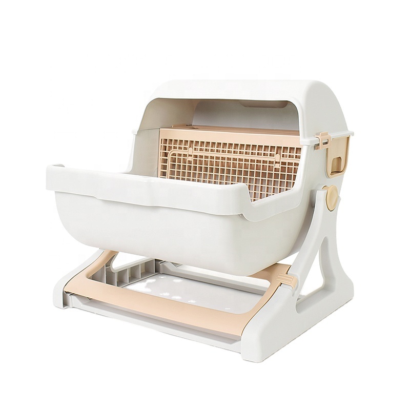 Leyou foldable cat litter box self cleaning litter box for pet grooming cat litter box