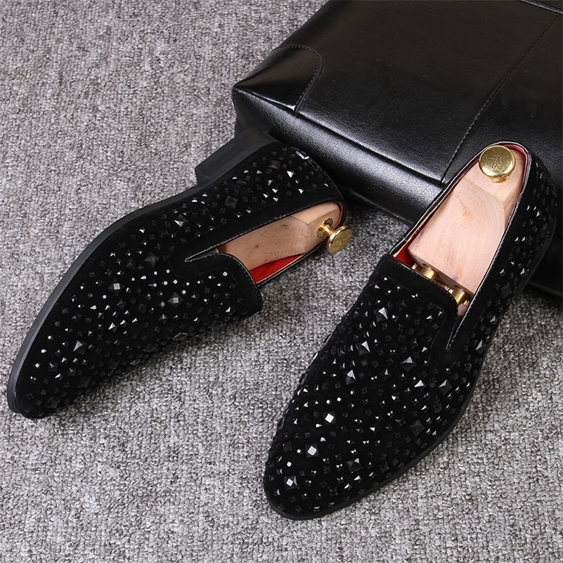 Black Spikes Mens Loafers Shoes Denim And Metal Sequins High Quality Casual Men Shoes 241125