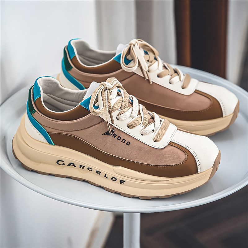 High Quality Forrest Gump Mens Shoes Spring New Leather Sports Running Trendy Mens Shoes Thick soled Tall Letter Lace Casual Shoes T241126