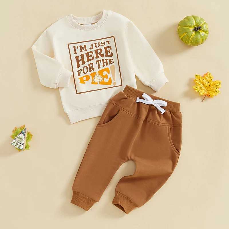 Clothing Sets Thanksgiving Toddler Outfit Set with Turkey Print Long Sleeve Sweatshirt Round Neck and Fall-themed Pants for a Festive Look H241126