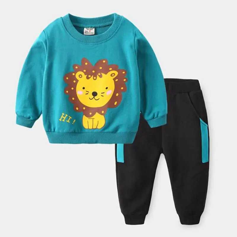 Clothing Sets Spring Boys Clothes Sets Kids Sport Suit Children Clothing Dinosaur Pullover Sweater + Pants 2Pcs Kids Sportswear Clothes Suit H241126