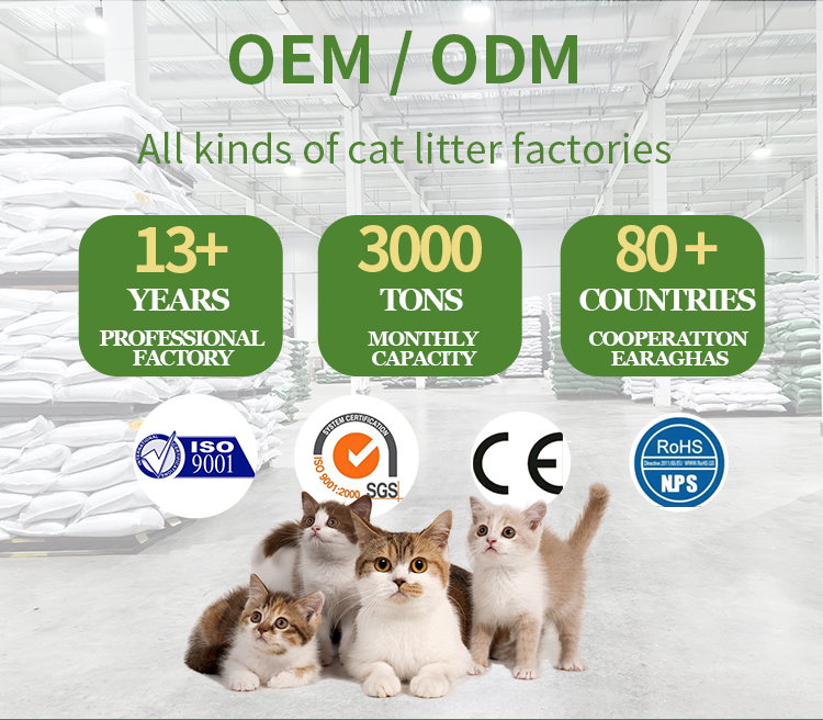 Factory Wholesale Low Dust Kitty Pet Cat Sand Litter Strong Clumping Bentonite Cat Litter