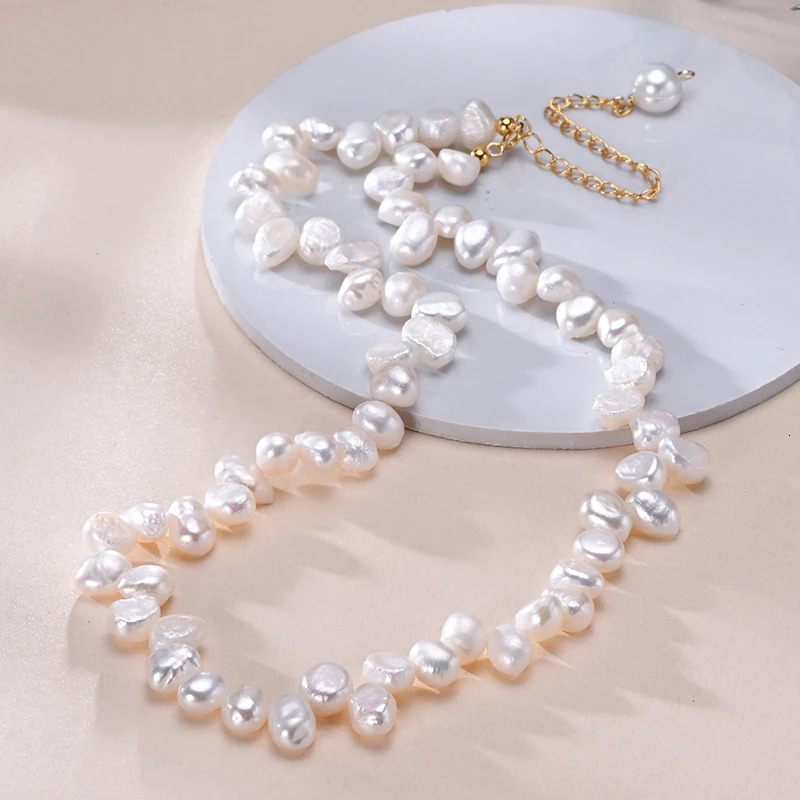 Natural freshwater pearls 6-7mm irregular inlaid pearl necklace S925 pure silver chain fashionable womens jewelry gift 241126