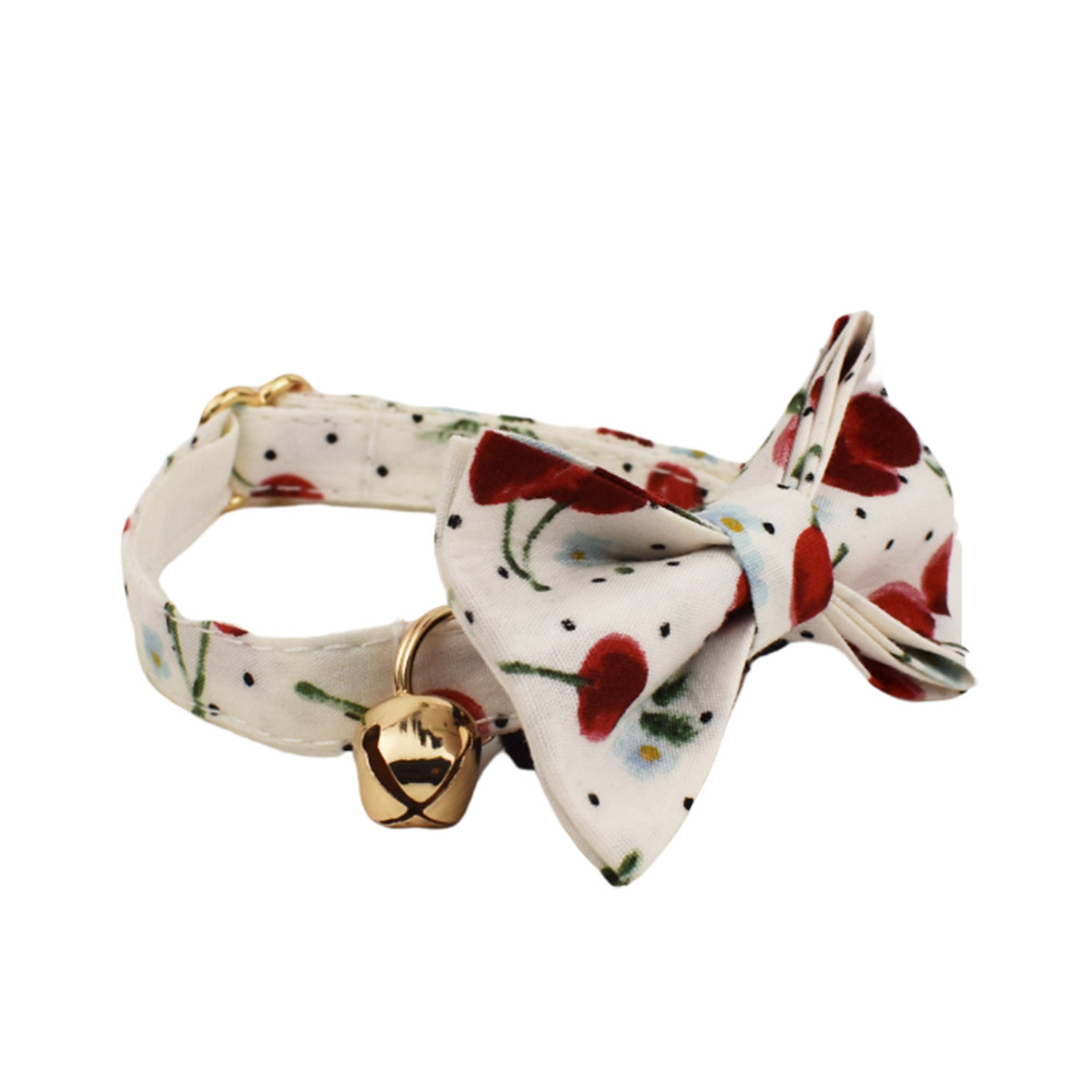 Free Engrave Dog Collar Leash Set For Medium Big Pet Necklace With Bow Tie Fruit printing Pet supplies Christmas gift Fruit 05