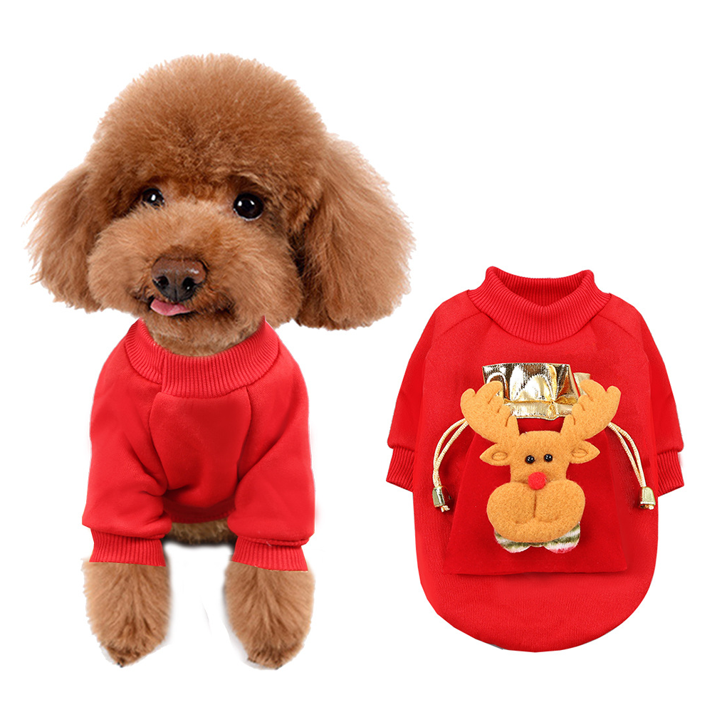 Plush Christmas Pet Clothing Suitable For Dogs Cats Fancy Holiday Pet Clothes With Christmas Tree Deer Santa Clause Design