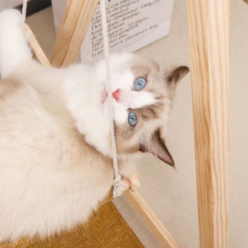 Wooden hanging cat litter breathable cat bed can be cleaned hammock swing hanging pet supplies