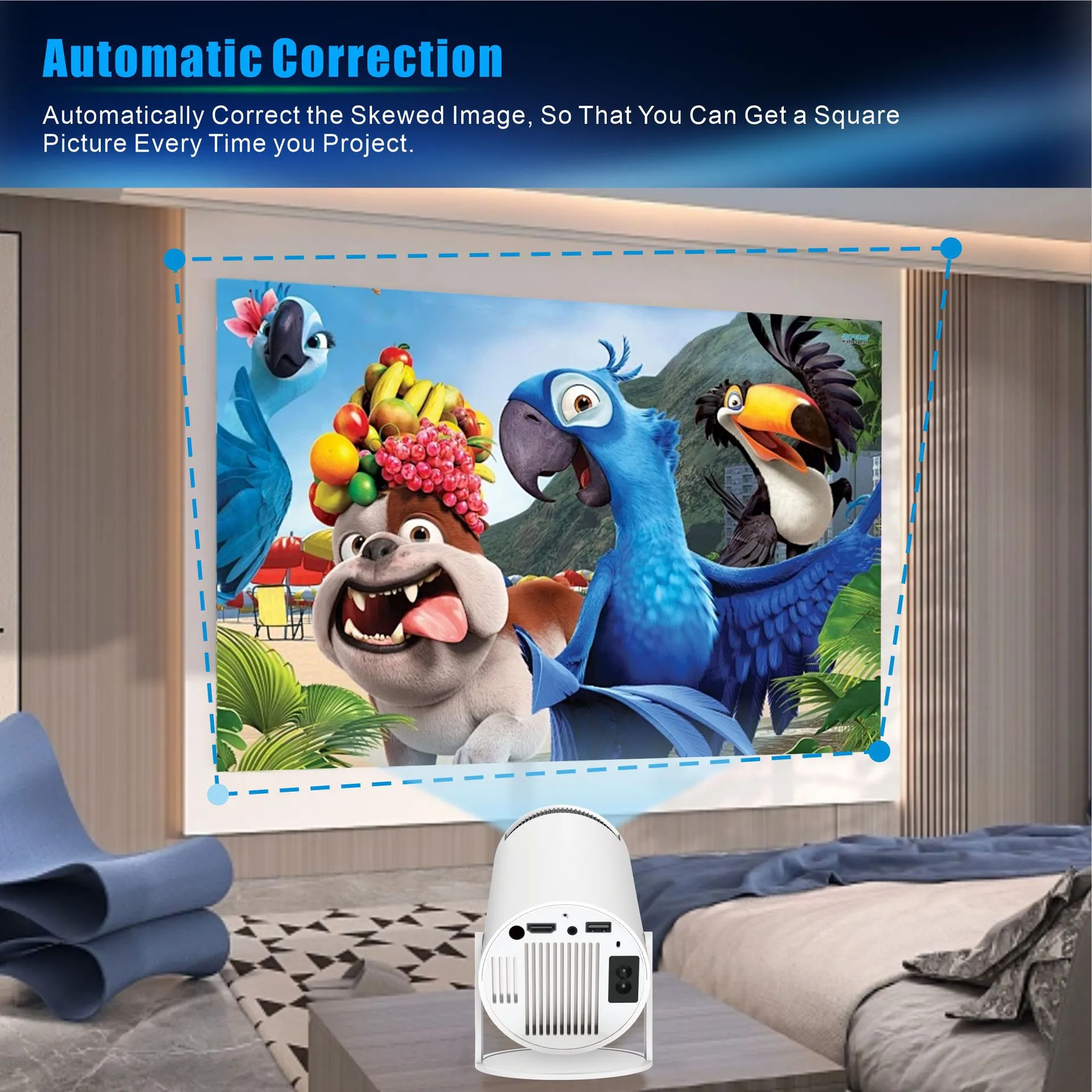 HY300 Pro Projector WiFi6 180 ANSI Android13 4K 130"screen BT5.0 1280 720P T950S Chip Home Theater Outdoor portable