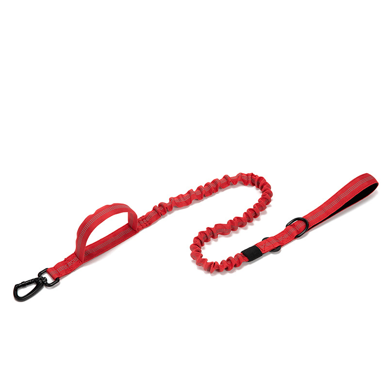 Manufacturer Nylon Tactical Double Handle Bungee Leash Adjustable Pet Dog Training Leash with Reflective Rope