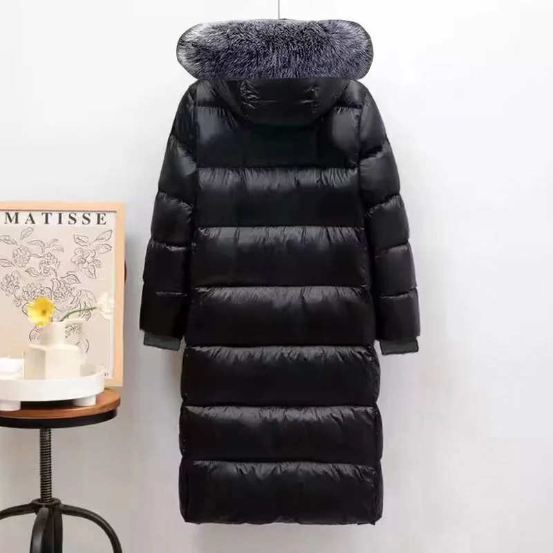 faux Fur Autumn Winter Coat Men Long Jacket for Mens Glossy Clothes Warm Parka Waterproof Winter Hooded Down Jacket Snow Wear 241125