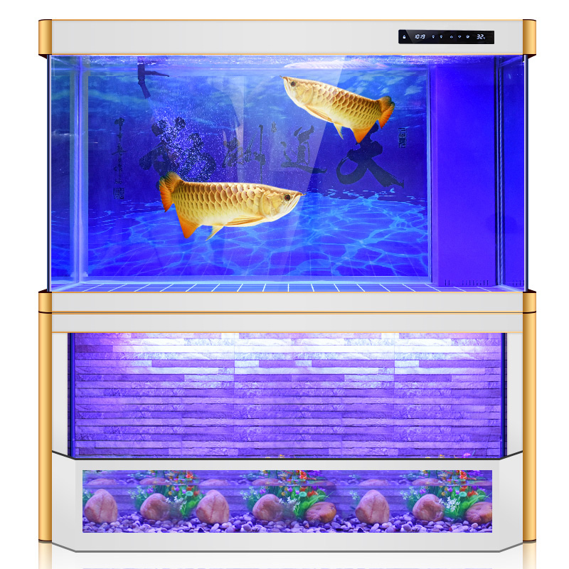 Water curtain wall living room golden dragon fish tank Turtle tank aquarium bottom filter glass large customization