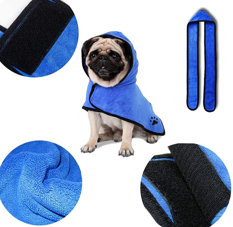 Soft Quickly Absorbing Water Fiber Pet Grooming Supplies Pet Drying Towel Robe Dog Bathrobe With Hat