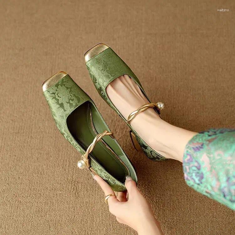 Casual Shoes Women's Sandals Gold Color Shing Mary Jane Ballet Spring Summer Autumn Elegant Imitation Pearl Flats Outdoor