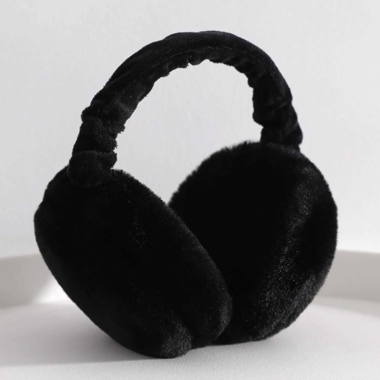 Autumn Winter Cold Protection Earmuffs Women Men Fashion Ear Warmer Black White Plush Foldable Ear Muffs Adjustable EarflXJ241126
