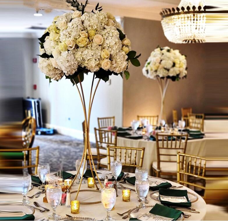 Vases Gold Flower Stand Metal T Road Lead Wedding Centerpiece Flowers Rack For Event Party Decoration