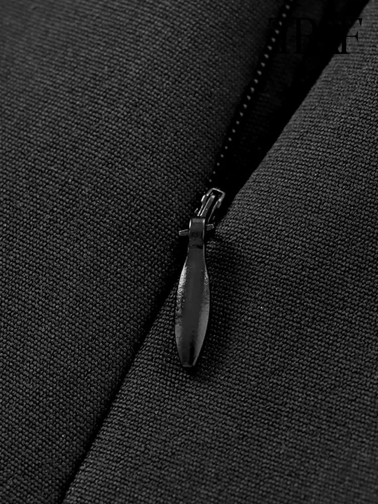 TRAF Womens Comparison Velvet Bow Mini Dress Straight Neck Back Zipper Womens Dress Sexy and Fashionable 241125