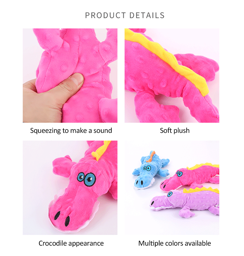 Cute Plush Pet Squeak Toys Crocodile Shape Dog Toys Linen Dog Plush Toys Interaction Play Puppy Dog Supplies