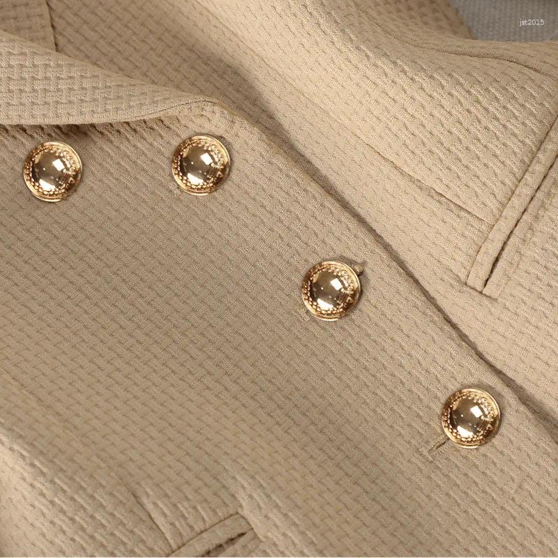 Elegant Women's Suit: Coffee Khaki & Black Two-Piece Pantset for Professional Workplace