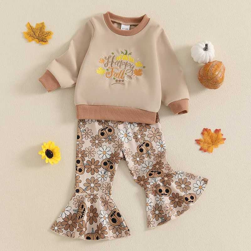 Clothing Sets Baby Girl Halloween Outfits Long Sleeve Embroidery Sweatshirt Flare Pants Set Infant Clothes H241126