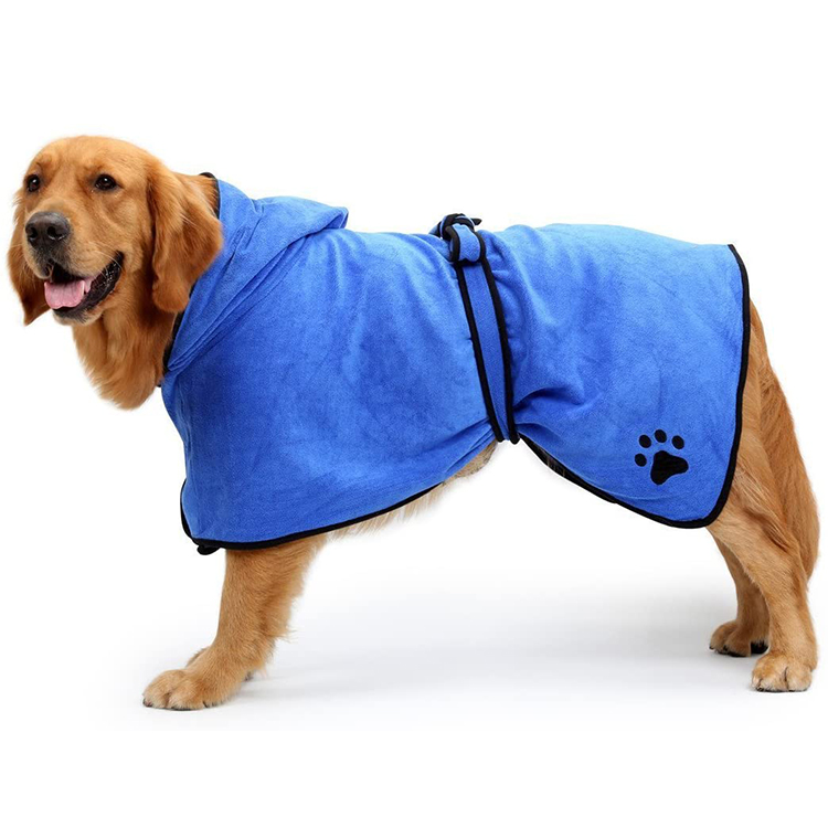 Soft Quickly Absorbing Water Fiber Pet Grooming Supplies Pet Drying Towel Robe Dog Bathrobe With Hat