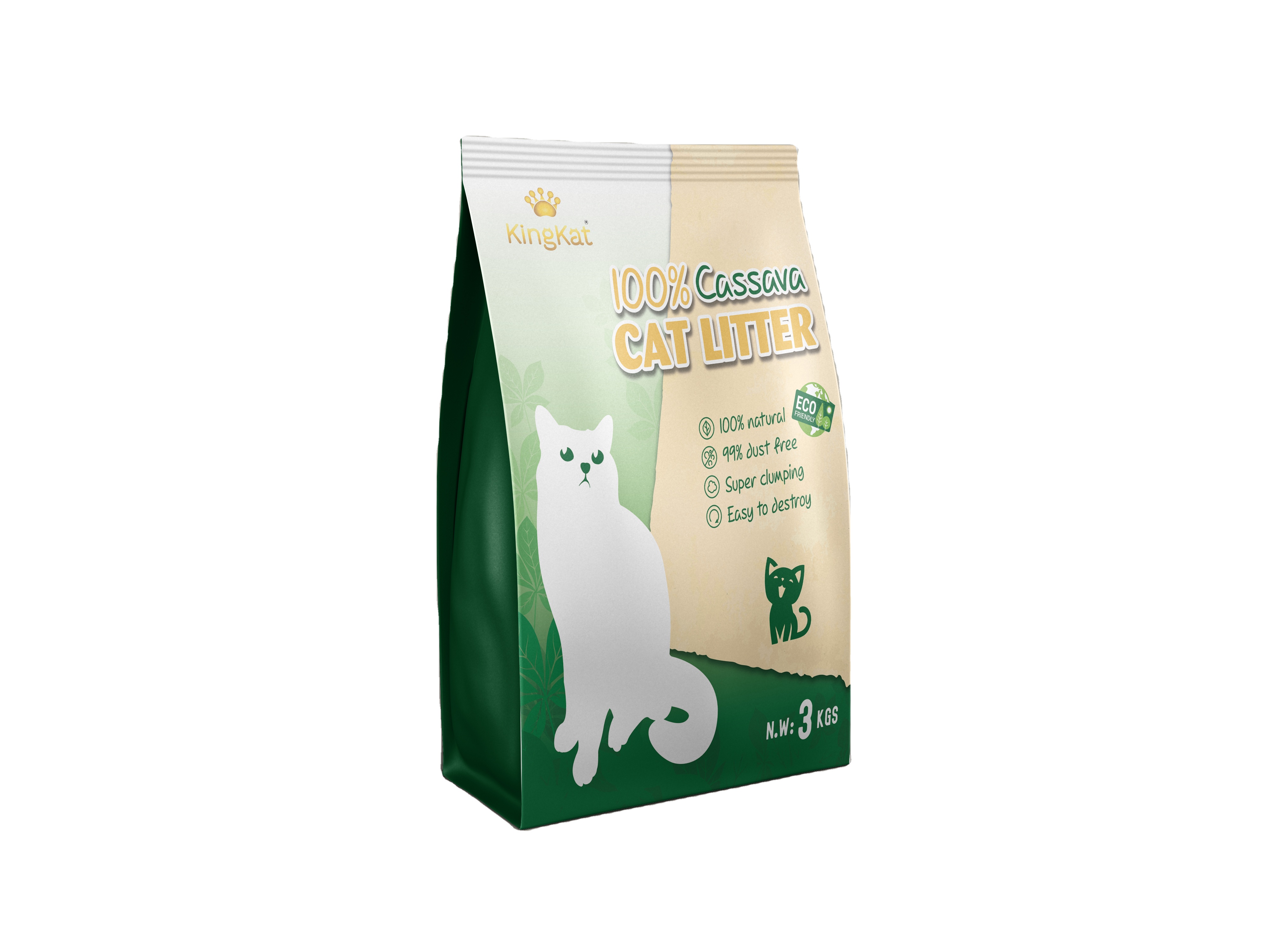 KingKat Vietnam Premium Quality Eco-Friendly 100% Natural Cassava Cat Litter Added Fiber - Protect Your Cats