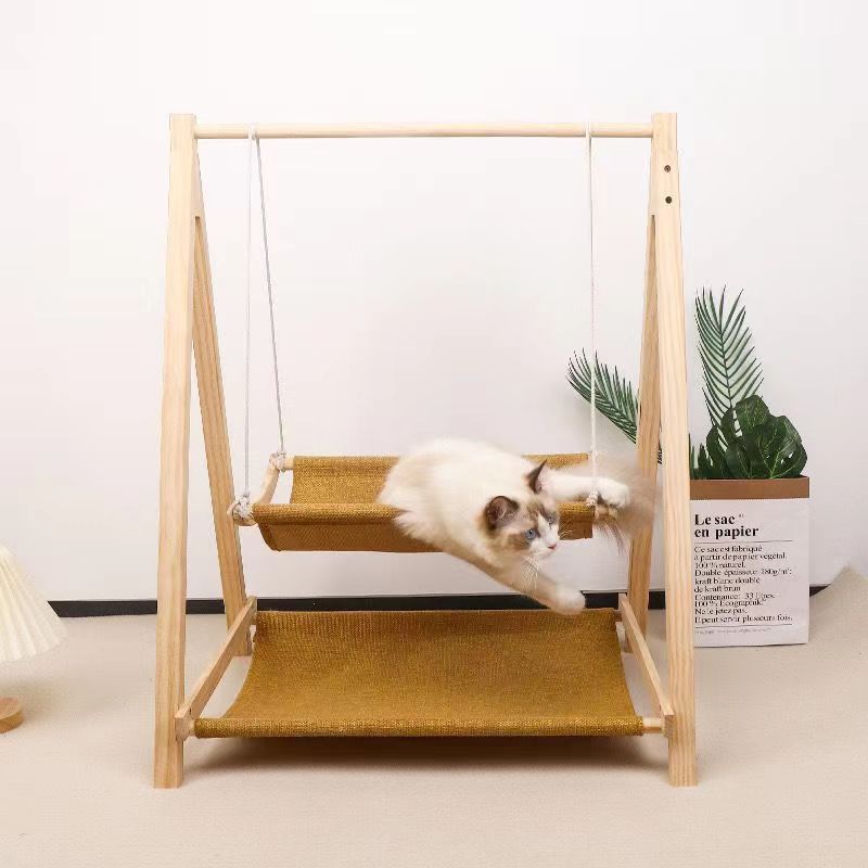 Wooden hanging cat litter breathable cat bed can be cleaned hammock swing hanging pet supplies