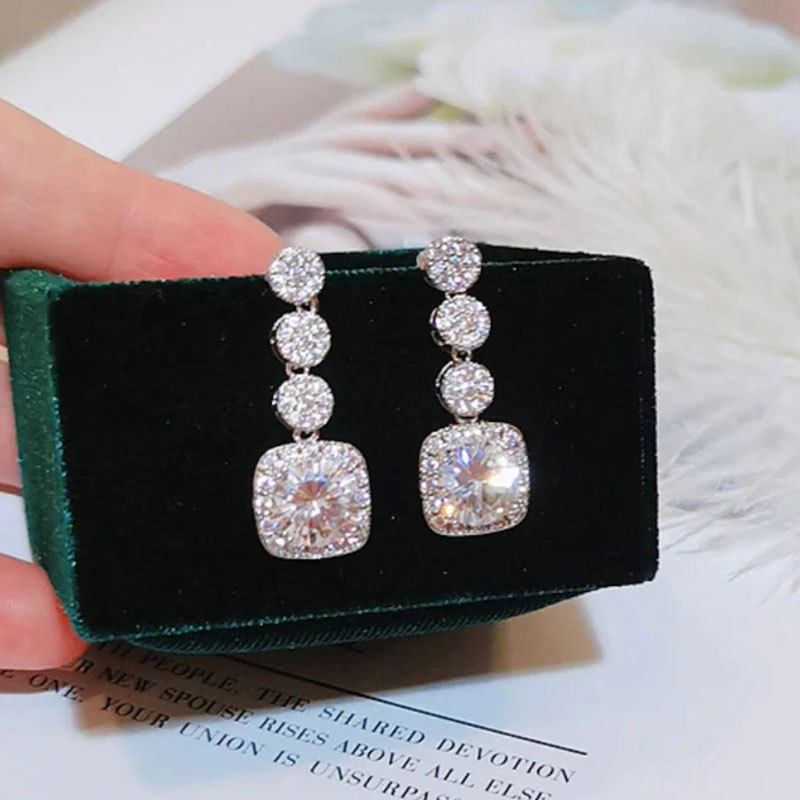 Dangle Earrings: 2024 Sier CZ Dia White Cubic Zircon Jewelry