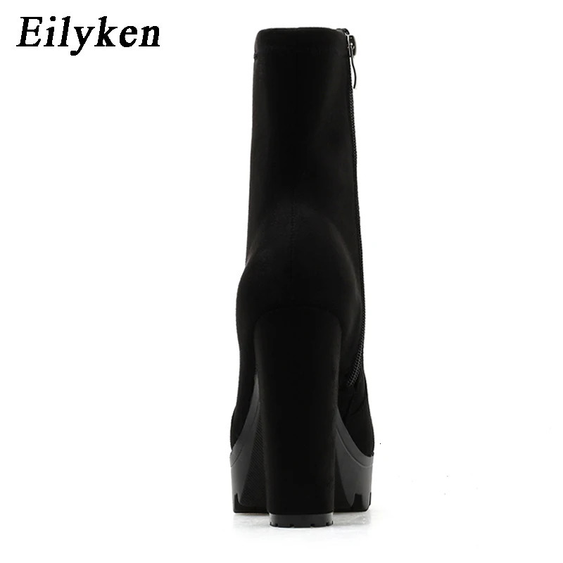 Eilyken Fashion High Heels Ankle Boots Women Thick Platform Boots Autumn Winter Ladies Worker Gothic Shoes Botas Mujer 241114