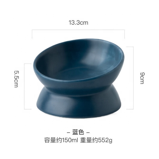 Hot Sale Multi Color High Foot Cat Bowl Protect Cervical Spine Oblique Mouth Pet Ceramic Bowl