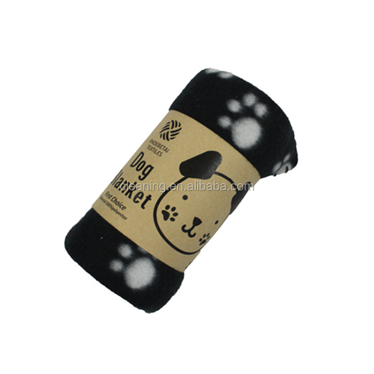 Polar fleece knitted pattern thick super soft warm pet dog pet blanket throws with paws printed