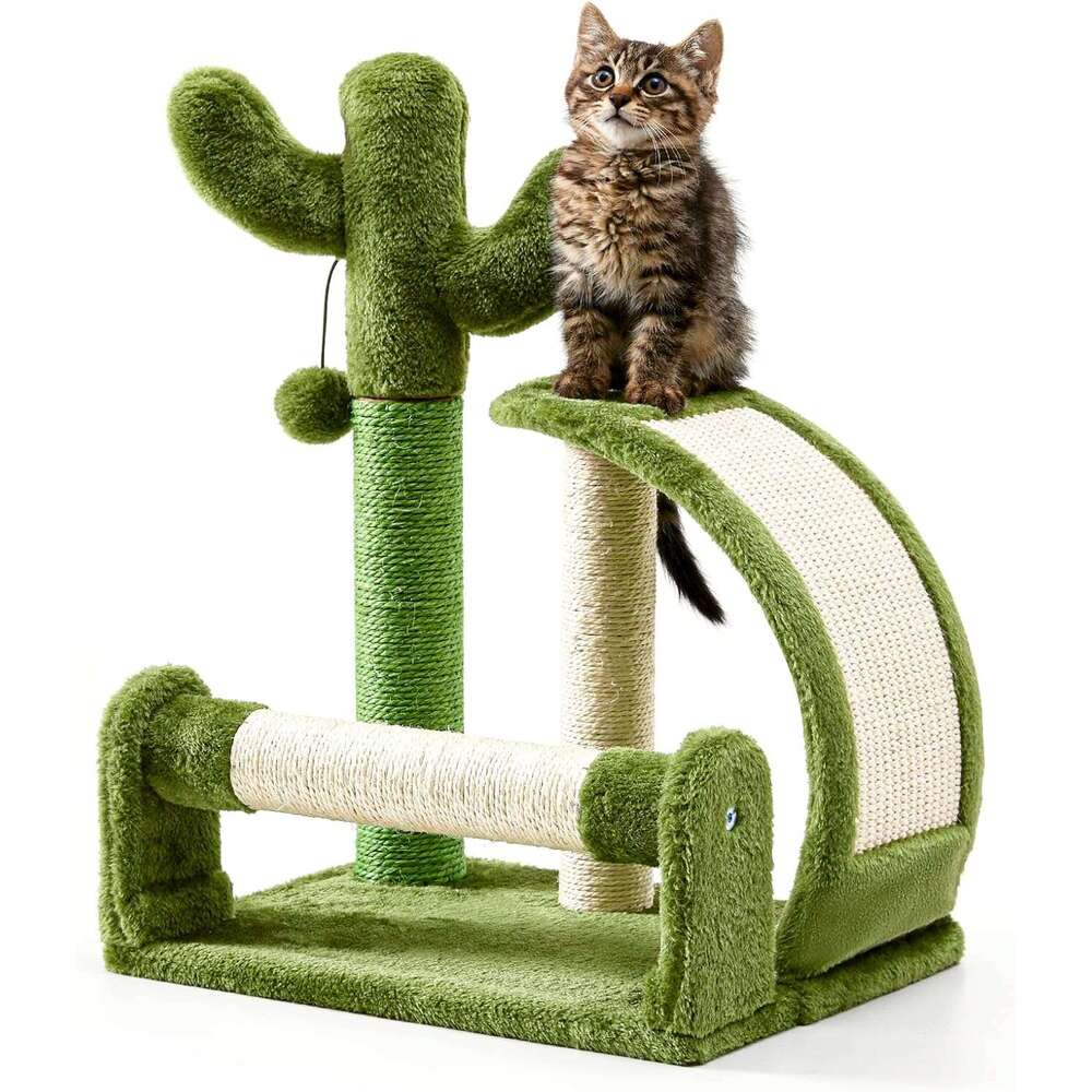 Made4Pets Cat Scratching Post, Cactus Scratcher Tree for Indoor, Adult Kitten Scratch Pad, Natural Sisal Ropes, Cute Kitty Nail File Vertical Scratche